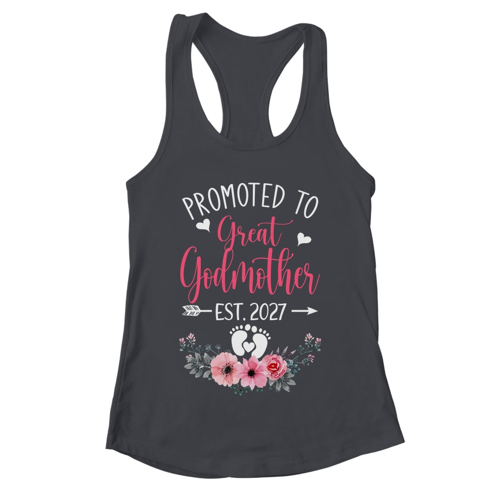 Promoted To Great Godmother Est 2027 Mothers Day Shirt & Tank Top | teecentury