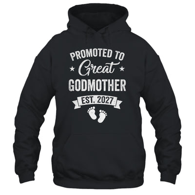 Promoted To Great Godmother Est 2027 Pregnancy Announcement Shirt & Tank Top | teecentury