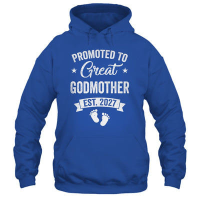 Promoted To Great Godmother Est 2027 Pregnancy Announcement Shirt & Tank Top | teecentury