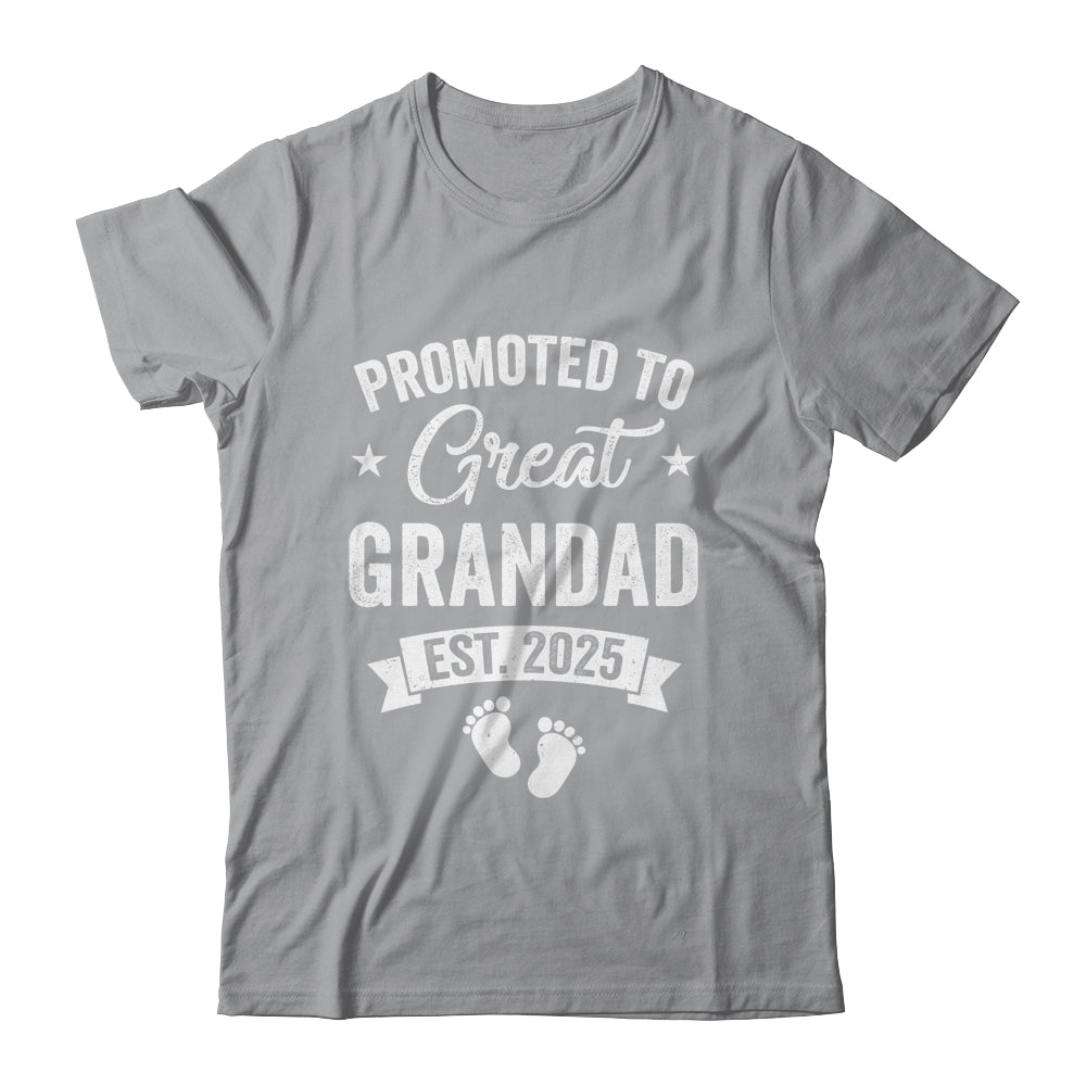 Promoted To Great Grandad Est 2025 Pregnancy Announcement Shirt & Hoodie | teecentury