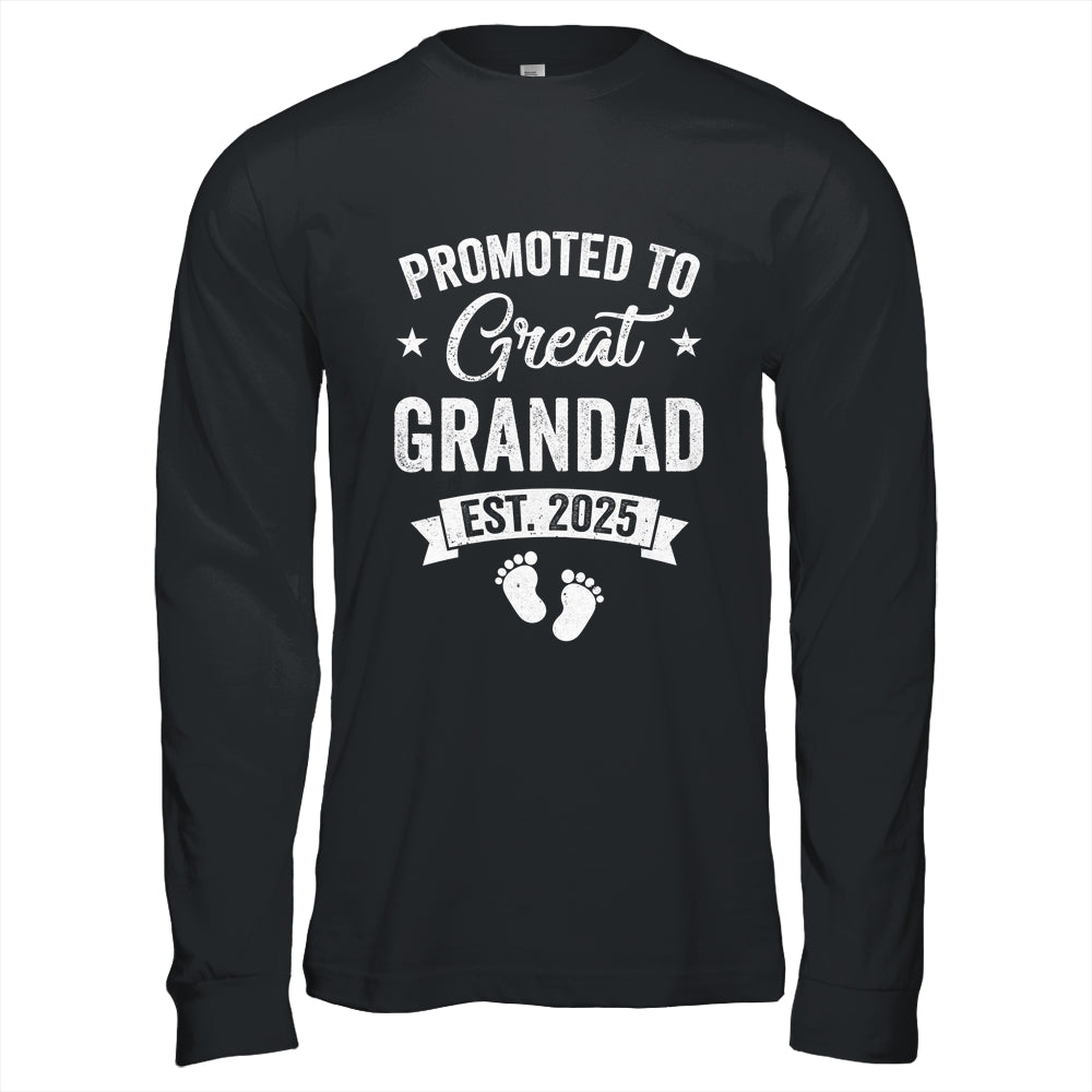 Promoted To Great Grandad Est 2025 Pregnancy Announcement Shirt & Hoodie | teecentury
