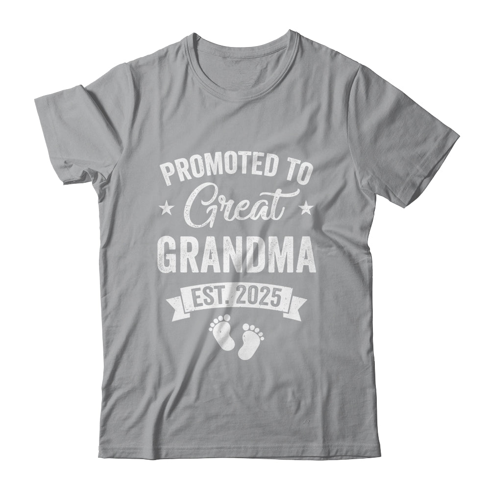 Promoted To Great Grandma Est 2025 Pregnancy Announcement Shirt & Tank Top | teecentury