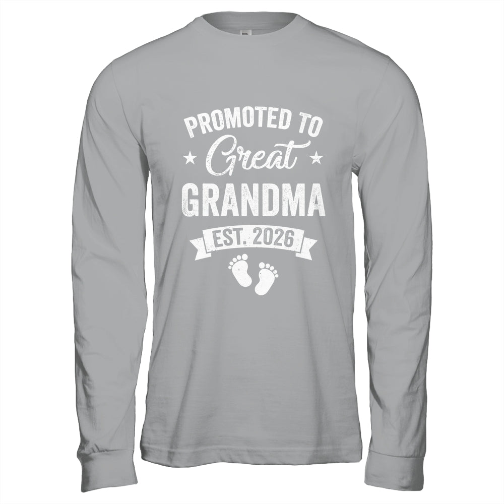 Promoted To Great Grandma Est 2026 Pregnancy Announcement Shirt & Hoodie | teecentury