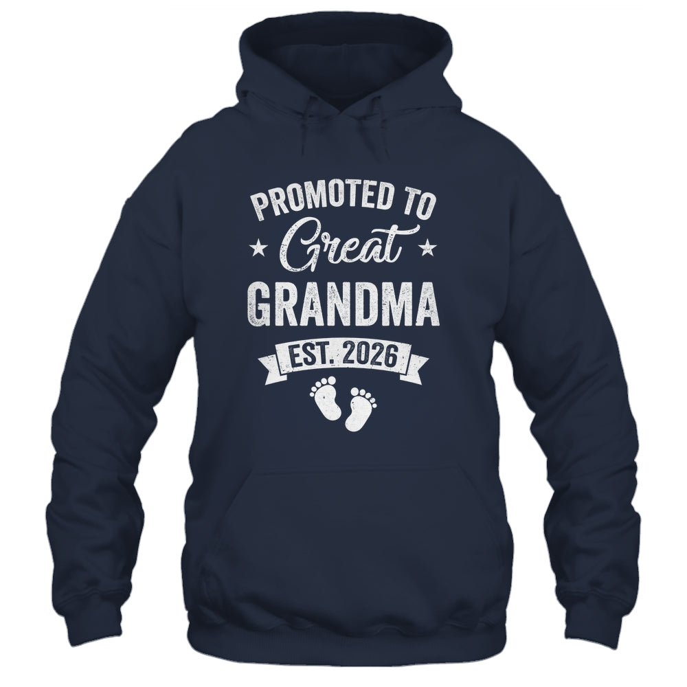 Promoted To Great Grandma Est 2026 Pregnancy Announcement Shirt & Hoodie | teecentury