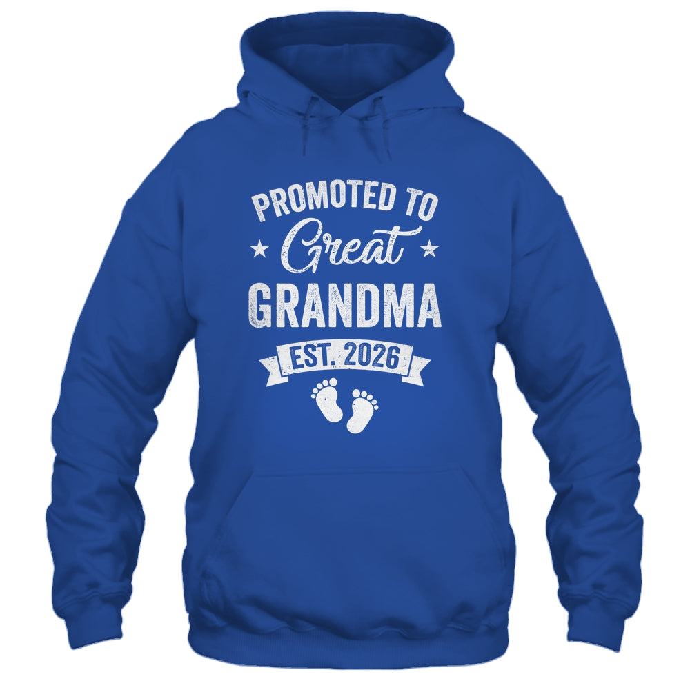 Promoted To Great Grandma Est 2026 Pregnancy Announcement Shirt & Hoodie | teecentury