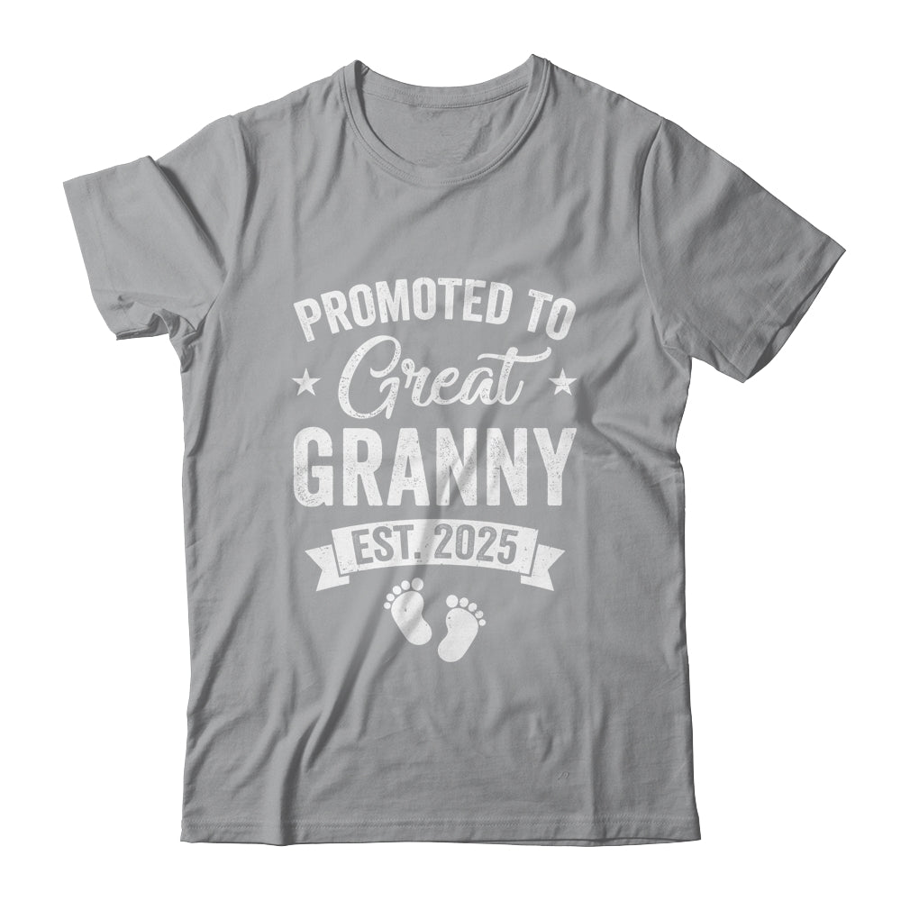 Promoted To Great Granny Est 2025 Pregnancy Announcement Shirt & Tank Top | teecentury