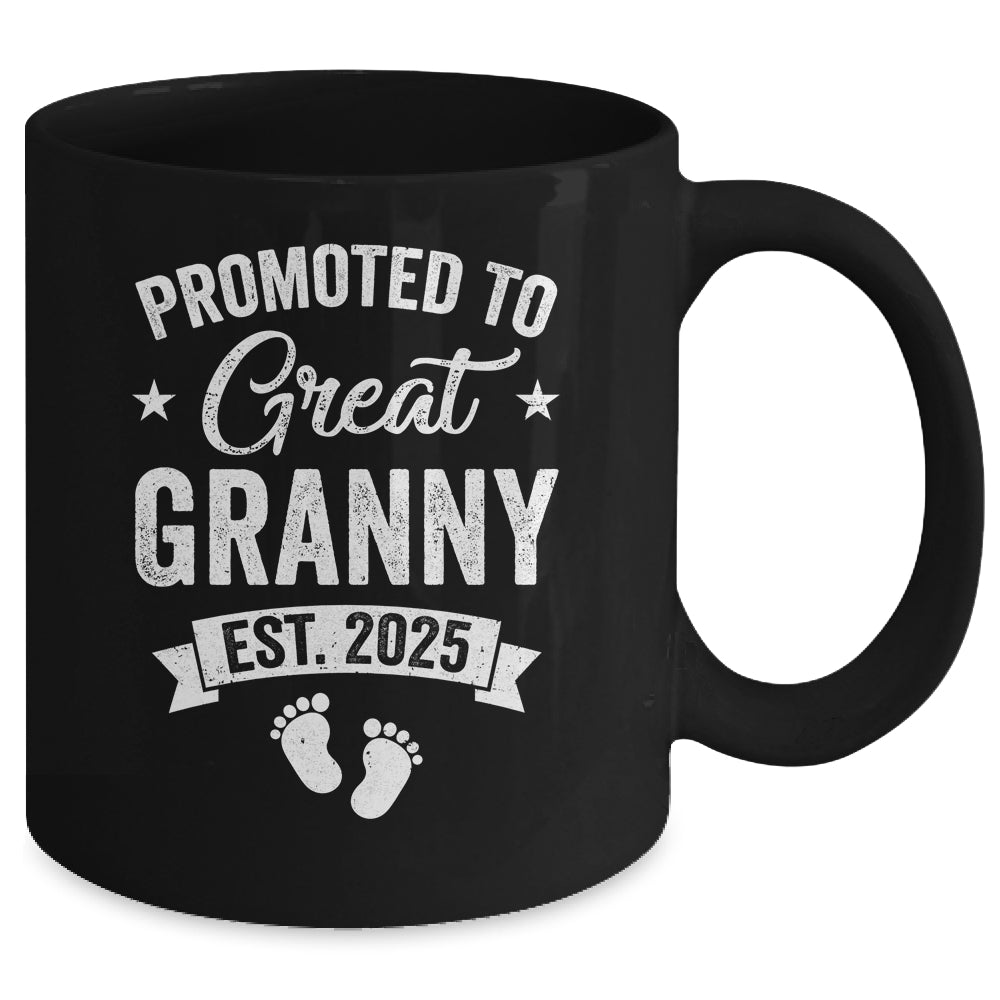 Promoted To Great Granny Est 2025 Pregnancy Announcement Mug | teecentury