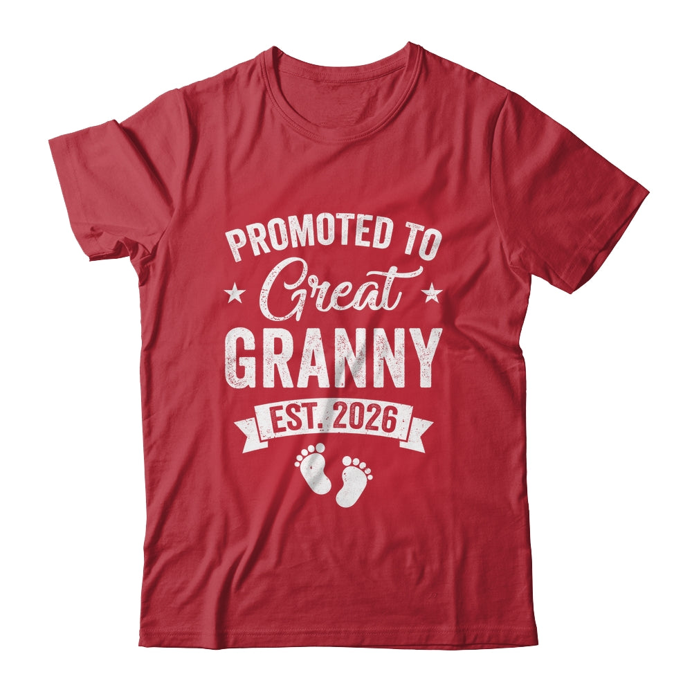 Promoted To Great Granny Est 2026 Pregnancy Announcement Shirt & Hoodie | teecentury