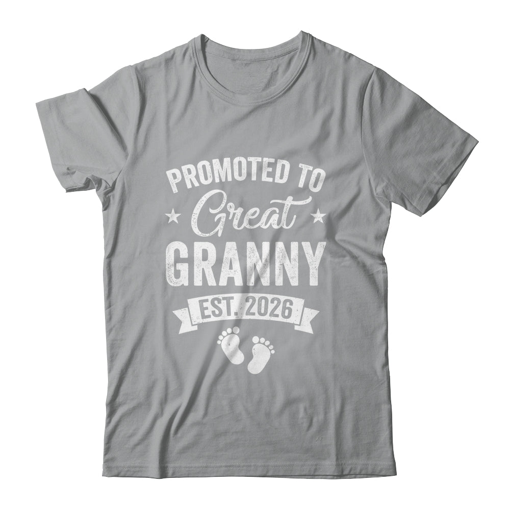 Promoted To Great Granny Est 2026 Pregnancy Announcement Shirt & Hoodie | teecentury