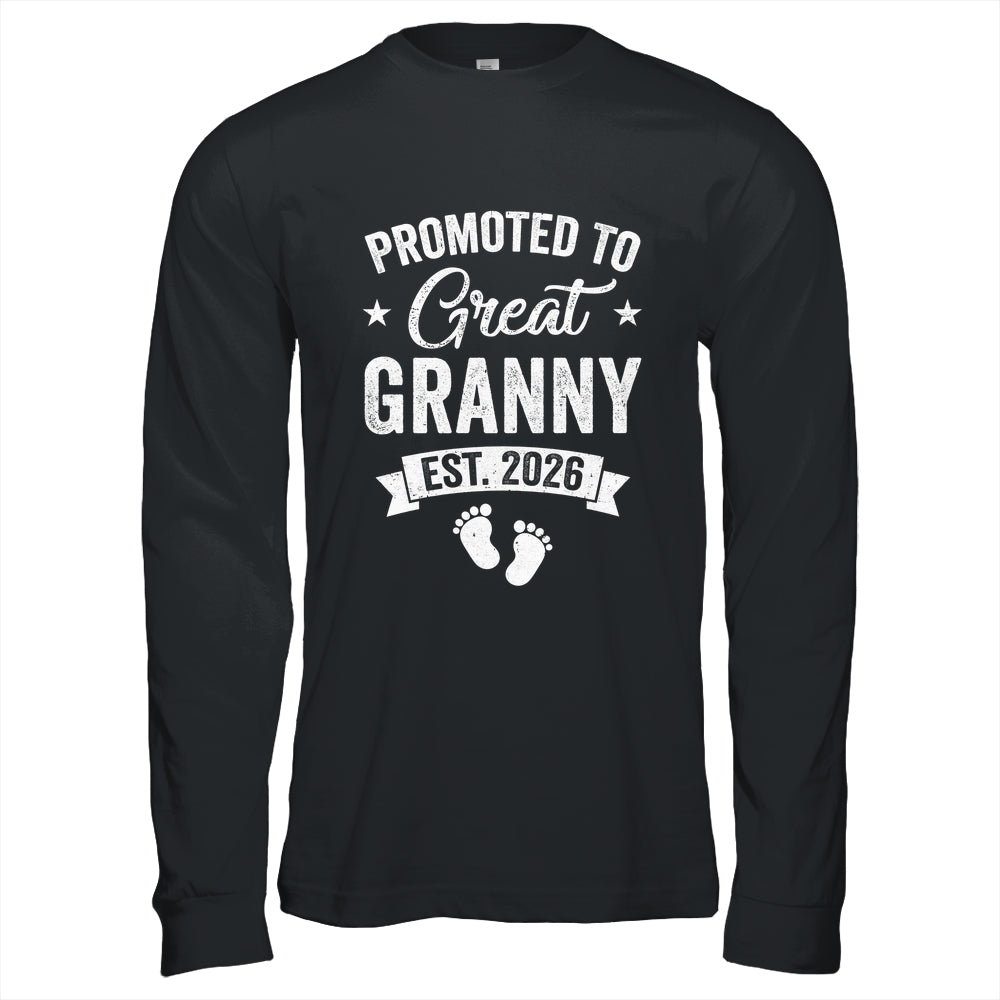 Promoted To Great Granny Est 2026 Pregnancy Announcement Shirt & Hoodie | teecentury