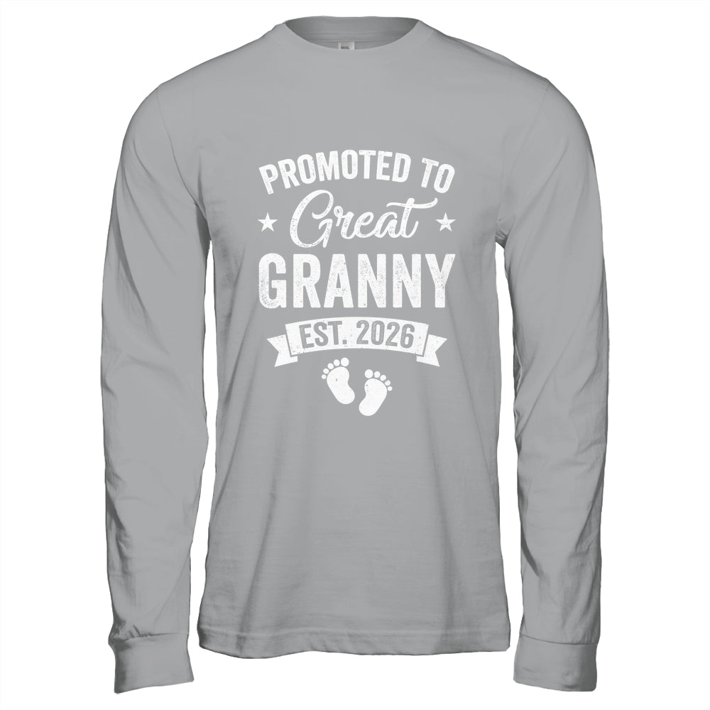 Promoted To Great Granny Est 2026 Pregnancy Announcement Shirt & Hoodie | teecentury