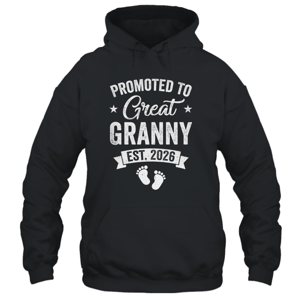 Promoted To Great Granny Est 2026 Pregnancy Announcement Shirt & Hoodie | teecentury