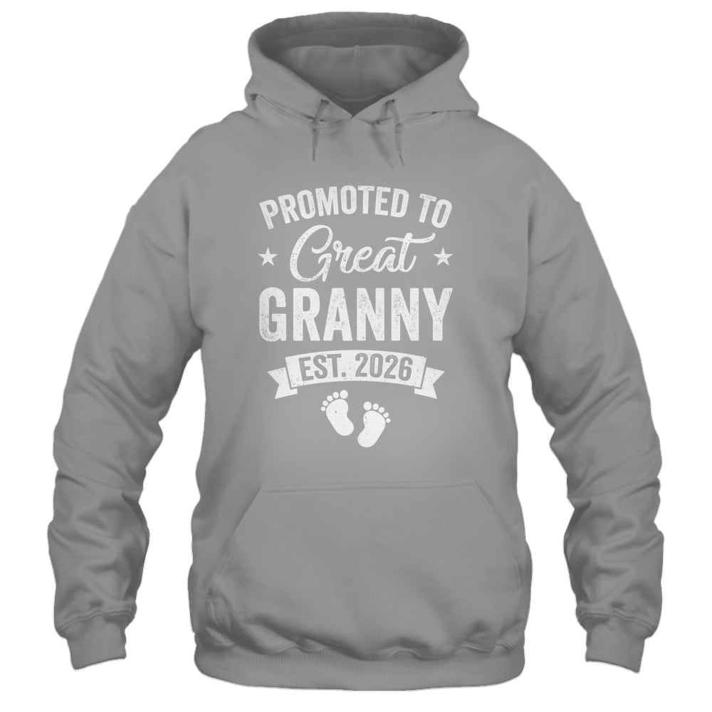 Promoted To Great Granny Est 2026 Pregnancy Announcement Shirt & Hoodie | teecentury