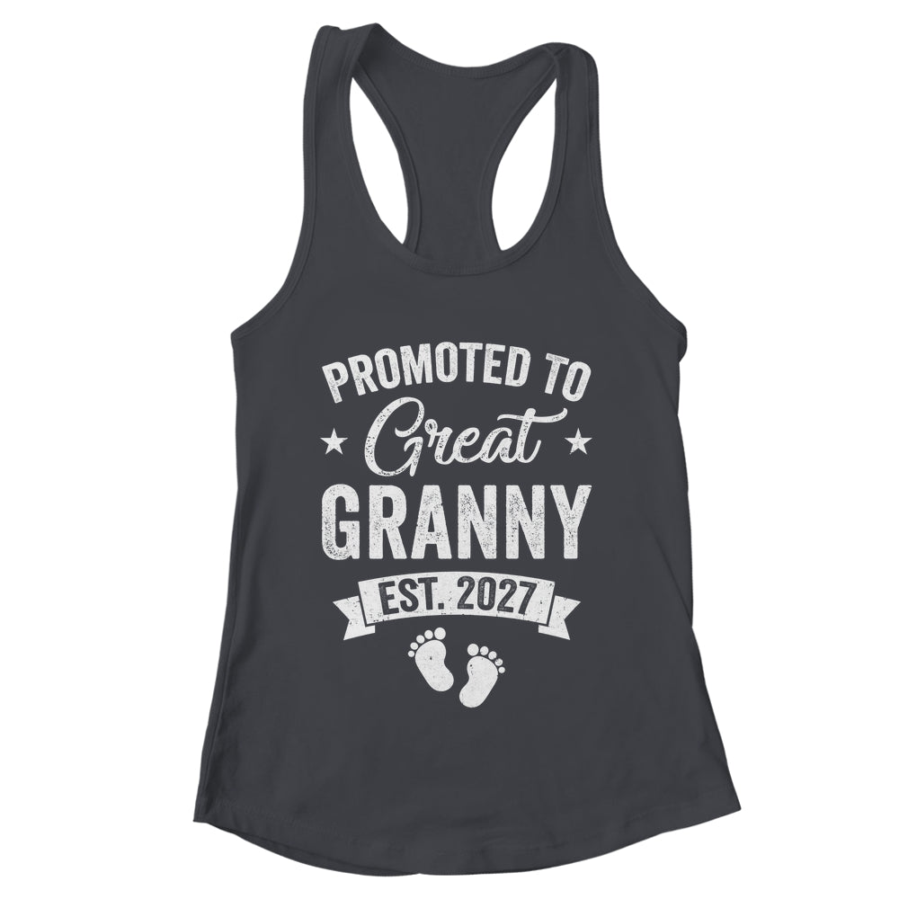 Promoted To Great Granny Est 2027 Pregnancy Announcement Shirt & Tank Top | teecentury