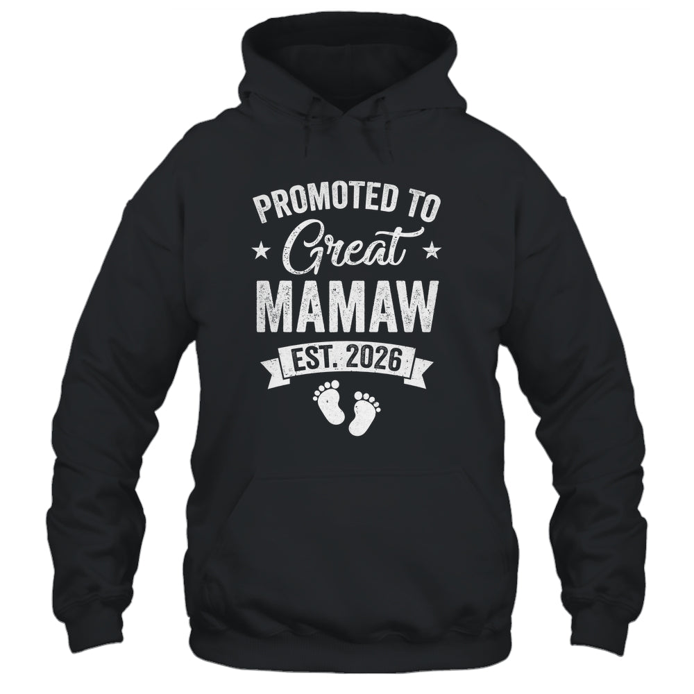 Promoted To Great Mamaw Est 2026 Pregnancy Announcement Shirt & Hoodie | teecentury