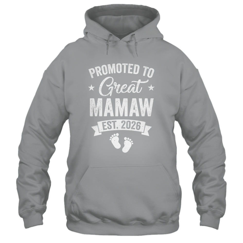 Promoted To Great Mamaw Est 2026 Pregnancy Announcement Shirt & Hoodie | teecentury