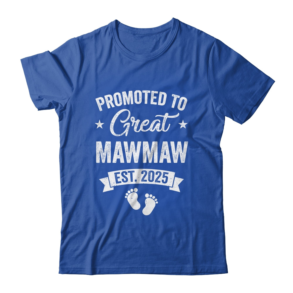 Promoted To Great Mawmaw Est 2025 Pregnancy Announcement Shirt & Tank Top | teecentury