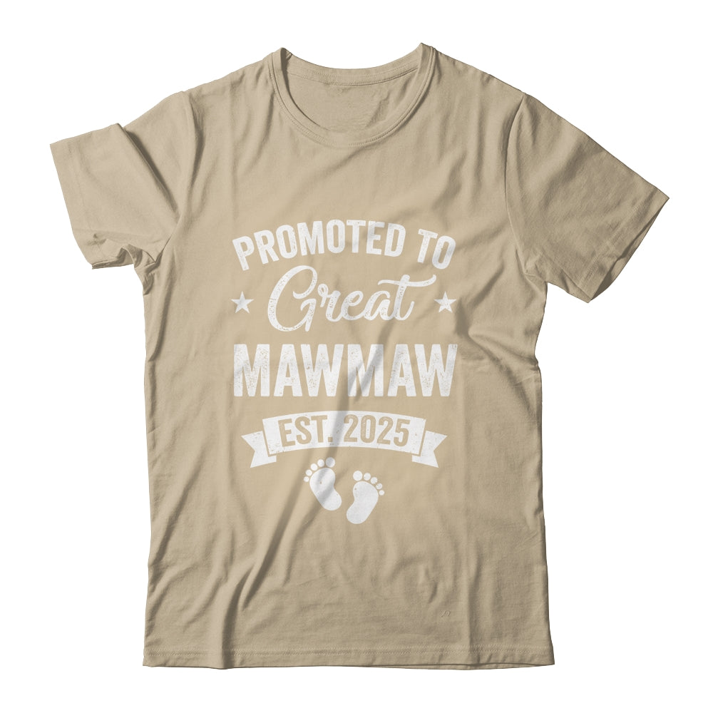 Promoted To Great Mawmaw Est 2025 Pregnancy Announcement Shirt & Tank Top | teecentury