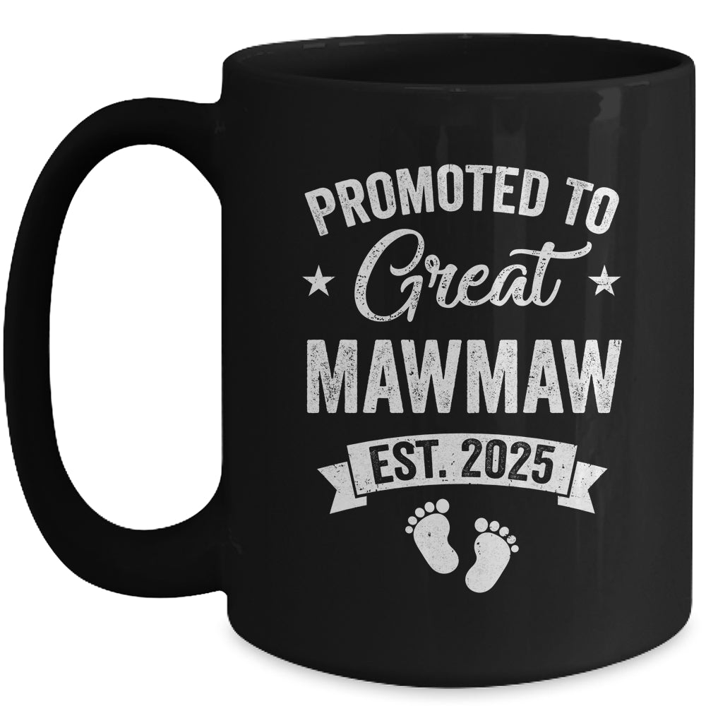 Promoted To Great Mawmaw Est 2025 Pregnancy Announcement Mug | teecentury