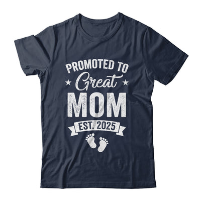 Promoted To Great Mom Est 2025 Pregnancy Announcement Shirt & Tank Top | teecentury