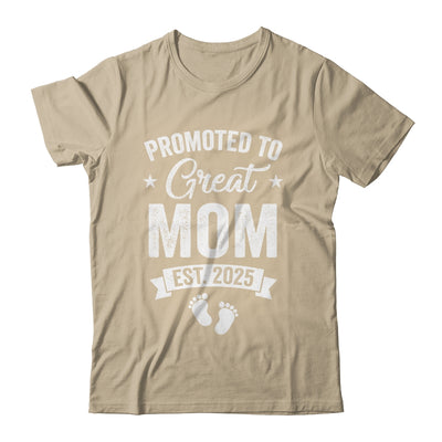 Promoted To Great Mom Est 2025 Pregnancy Announcement Shirt & Tank Top | teecentury