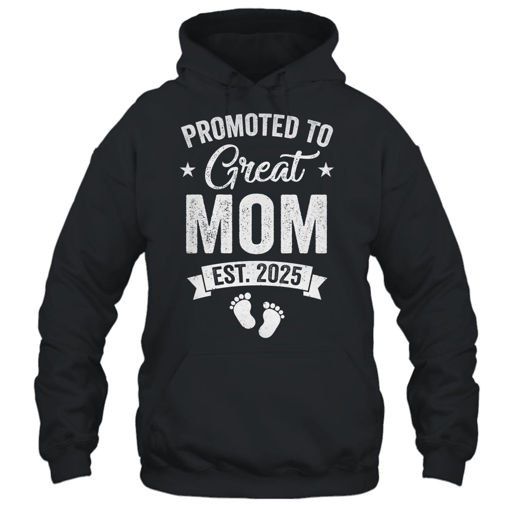 Promoted To Great Mom Est 2025 Pregnancy Announcement Shirt & Tank Top | teecentury