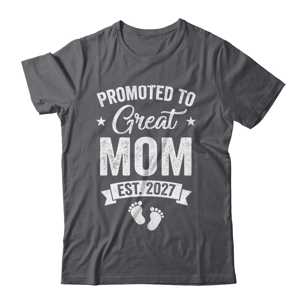 Promoted To Great Mom Est 2027 Pregnancy Announcement Shirt & Tank Top | teecentury