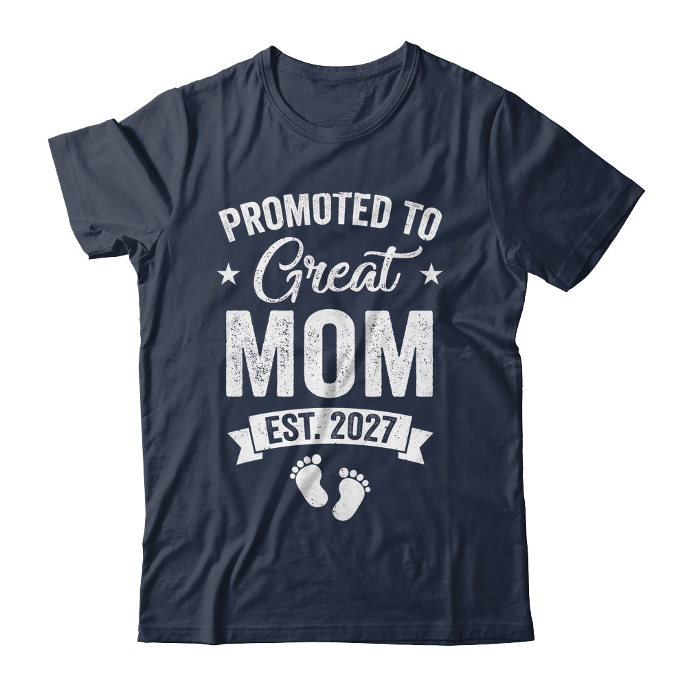 Promoted To Great Mom Est 2027 Pregnancy Announcement Shirt & Tank Top | teecentury