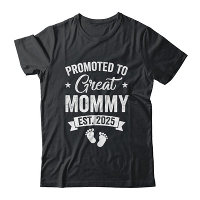 Promoted To Great Mommy Est 2025 Pregnancy Announcement Shirt & Tank Top | teecentury