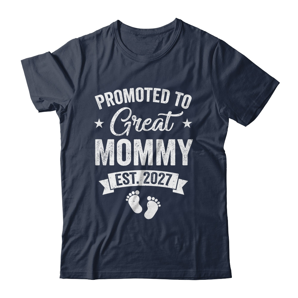 Promoted To Great Mommy Est 2027 Pregnancy Announcement Shirt & Tank Top | teecentury