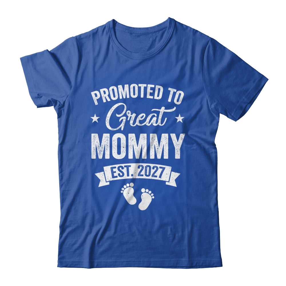 Promoted To Great Mommy Est 2027 Pregnancy Announcement Shirt & Tank Top | teecentury