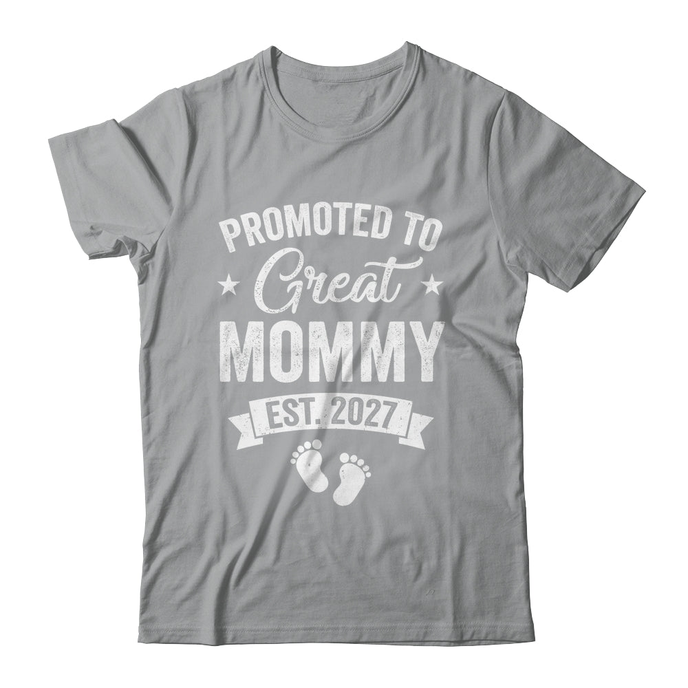 Promoted To Great Mommy Est 2027 Pregnancy Announcement Shirt & Tank Top | teecentury