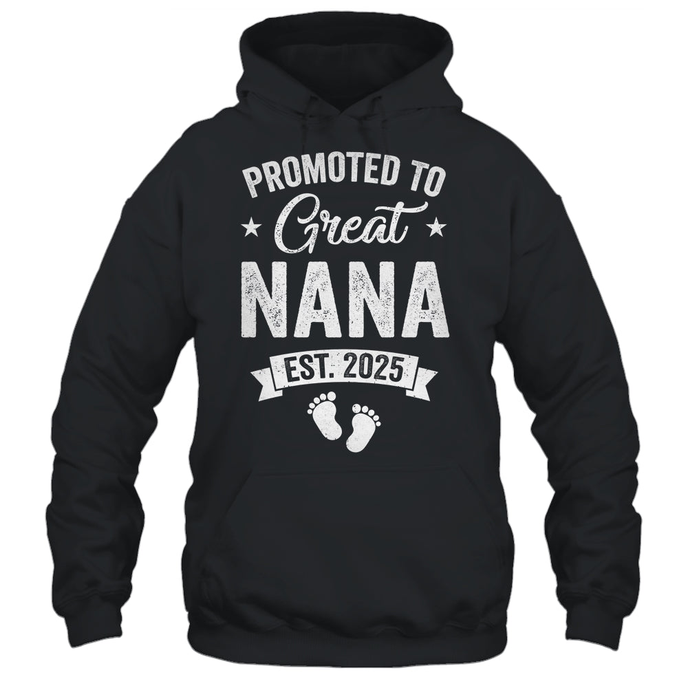Promoted To Great Nana Est 2025 Pregnancy Announcement Shirt & Tank Top | teecentury