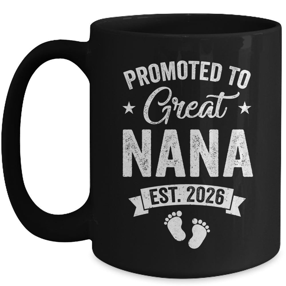 Promoted To Great Nana Est 2026 Pregnancy Announcement Mug | teecentury