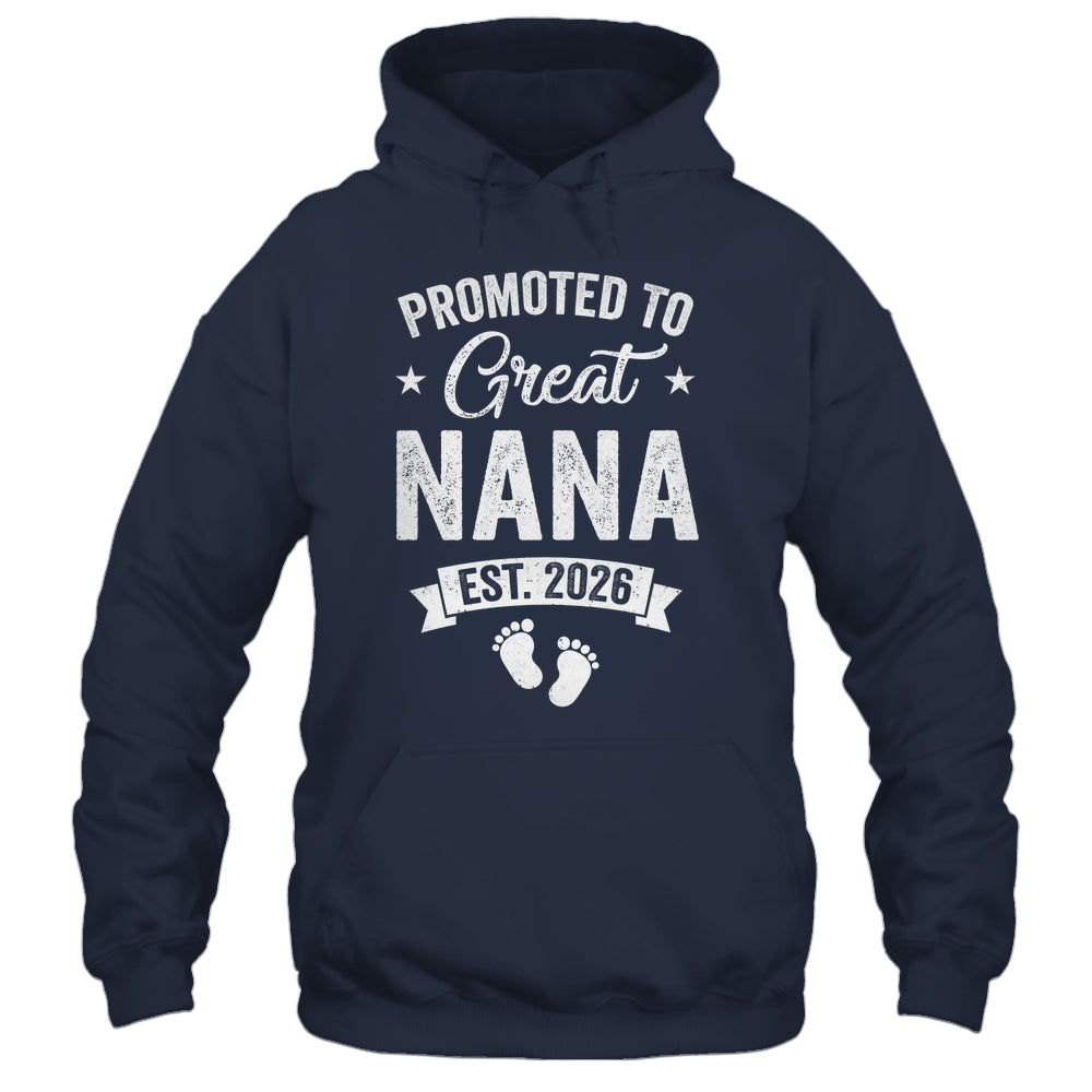 Promoted To Great Nana Est 2026 Pregnancy Announcement Shirt & Hoodie | teecentury