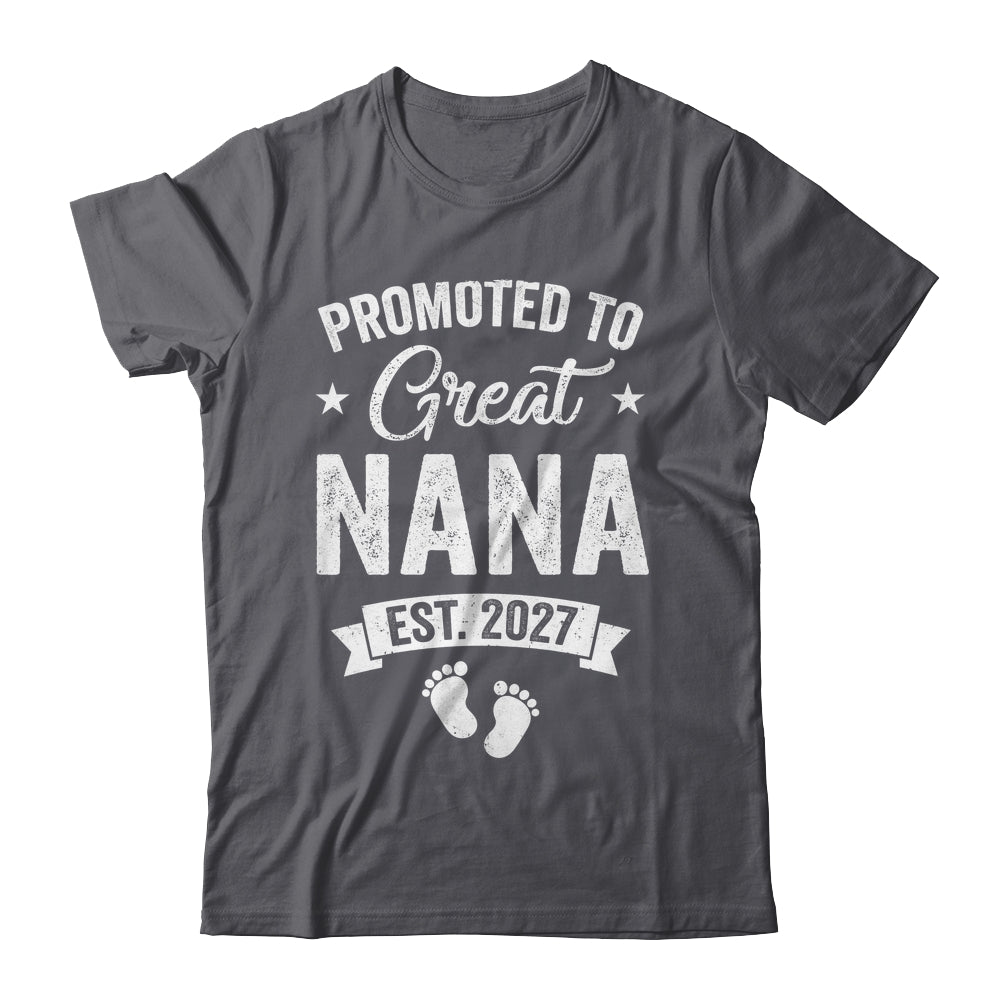 Promoted To Great Nana Est 2027 Pregnancy Announcement Shirt & Tank Top | teecentury
