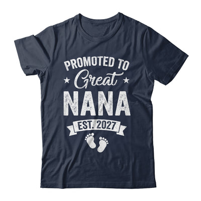 Promoted To Great Nana Est 2027 Pregnancy Announcement Shirt & Tank Top | teecentury