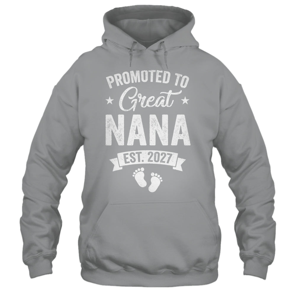 Promoted To Great Nana Est 2027 Pregnancy Announcement Shirt & Tank Top | teecentury
