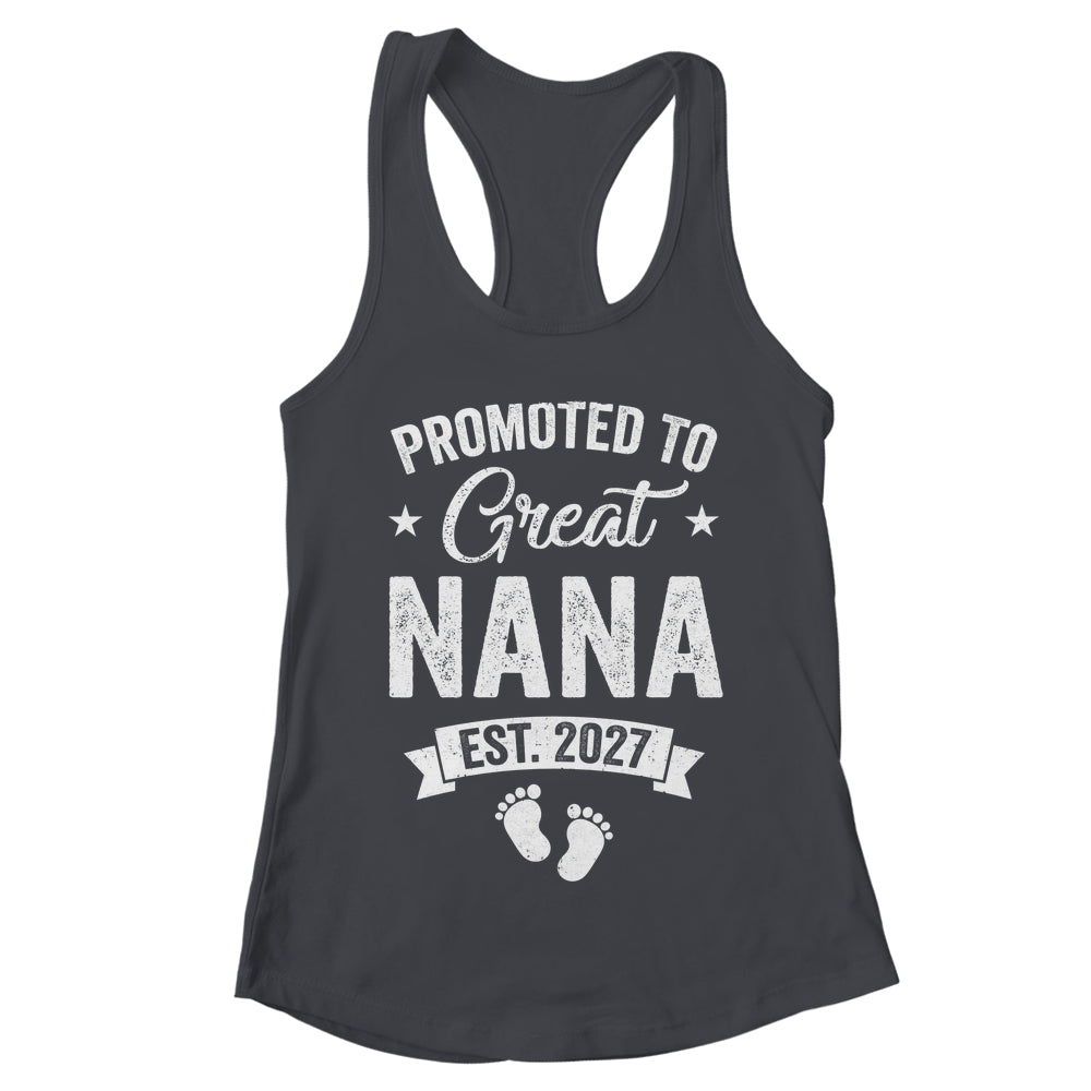 Promoted To Great Nana Est 2027 Pregnancy Announcement Shirt & Tank Top | teecentury