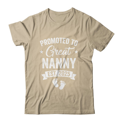 Promoted To Great Nanny Est 2025 Pregnancy Announcement Shirt & Tank Top | teecentury