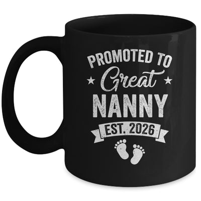 Promoted To Great Nanny Est 2026 Pregnancy Announcement Mug | teecentury