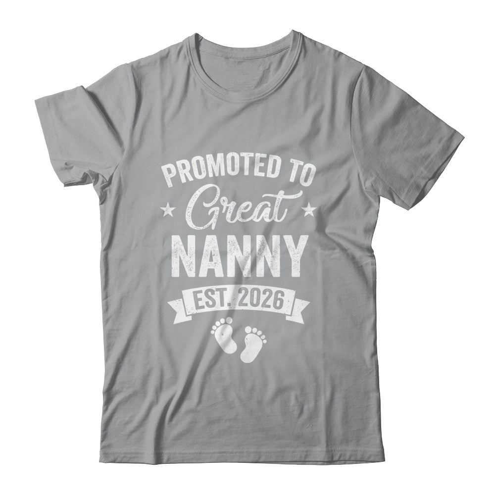 Promoted To Great Nanny Est 2026 Pregnancy Announcement Shirt & Hoodie | teecentury