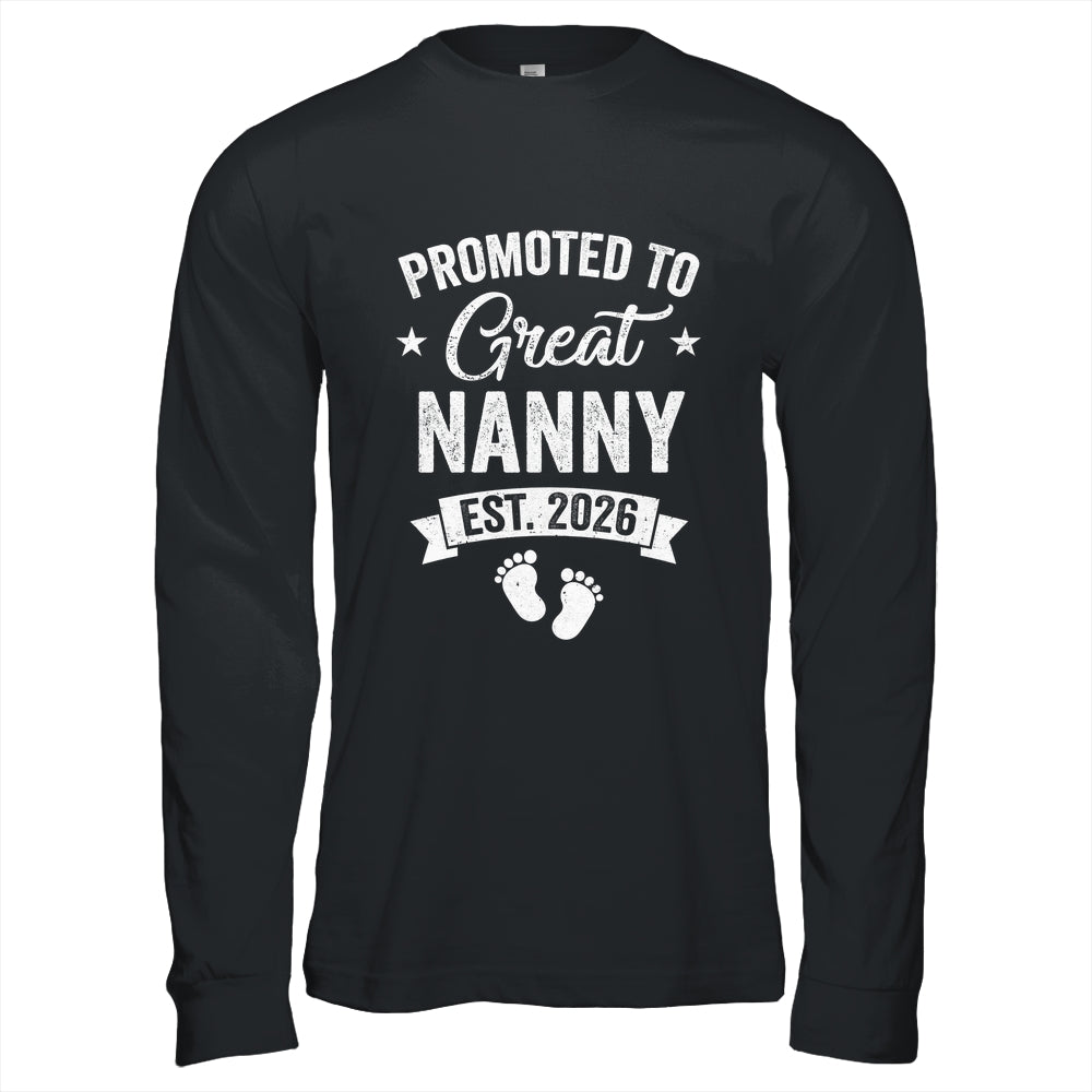 Promoted To Great Nanny Est 2026 Pregnancy Announcement Shirt & Hoodie | teecentury