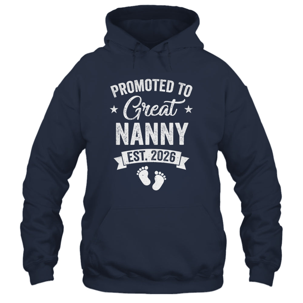 Promoted To Great Nanny Est 2026 Pregnancy Announcement Shirt & Hoodie | teecentury