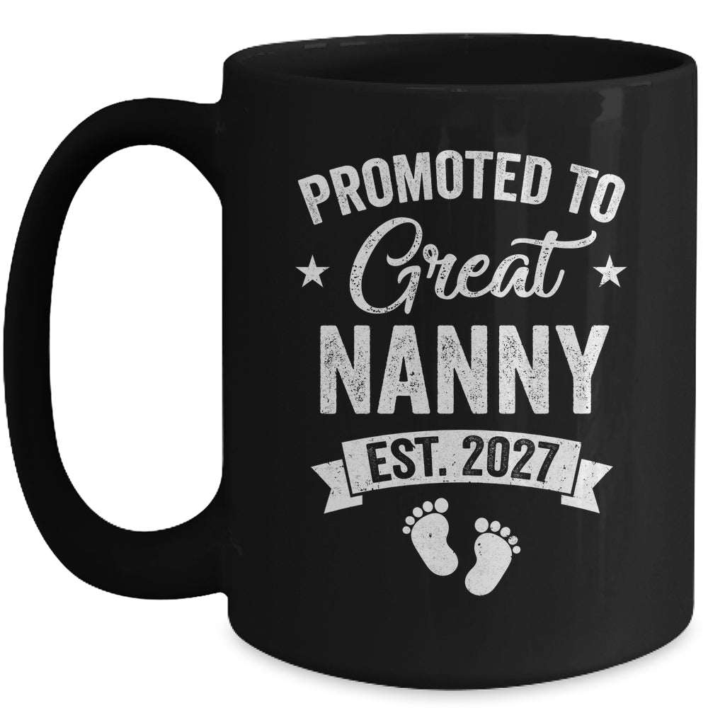 Promoted To Great Nanny Est 2027 Pregnancy Announcement Mug | teecentury