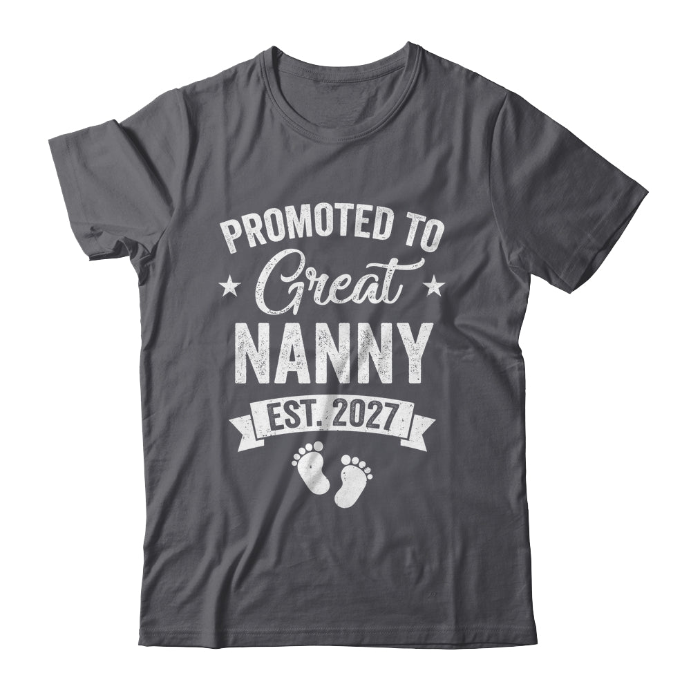 Promoted To Great Nanny Est 2027 Pregnancy Announcement Shirt & Tank Top | teecentury