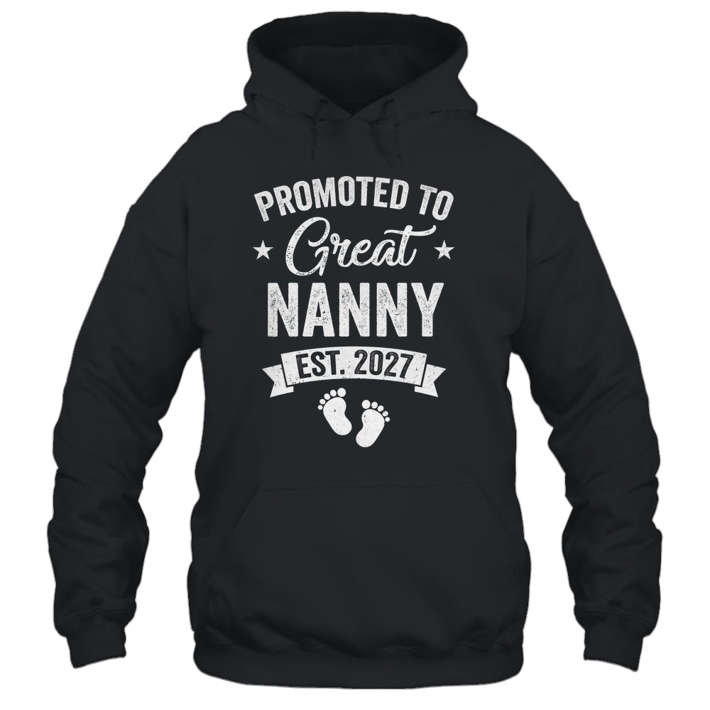 Promoted To Great Nanny Est 2027 Pregnancy Announcement Shirt & Tank Top | teecentury