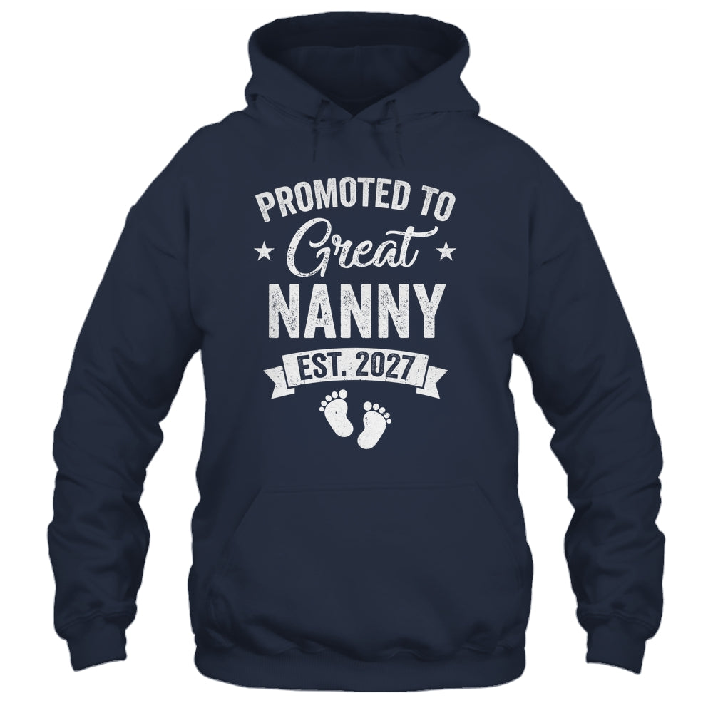 Promoted To Great Nanny Est 2027 Pregnancy Announcement Shirt & Tank Top | teecentury