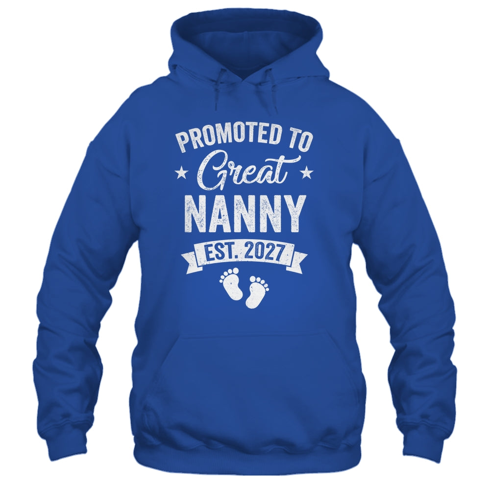 Promoted To Great Nanny Est 2027 Pregnancy Announcement Shirt & Tank Top | teecentury