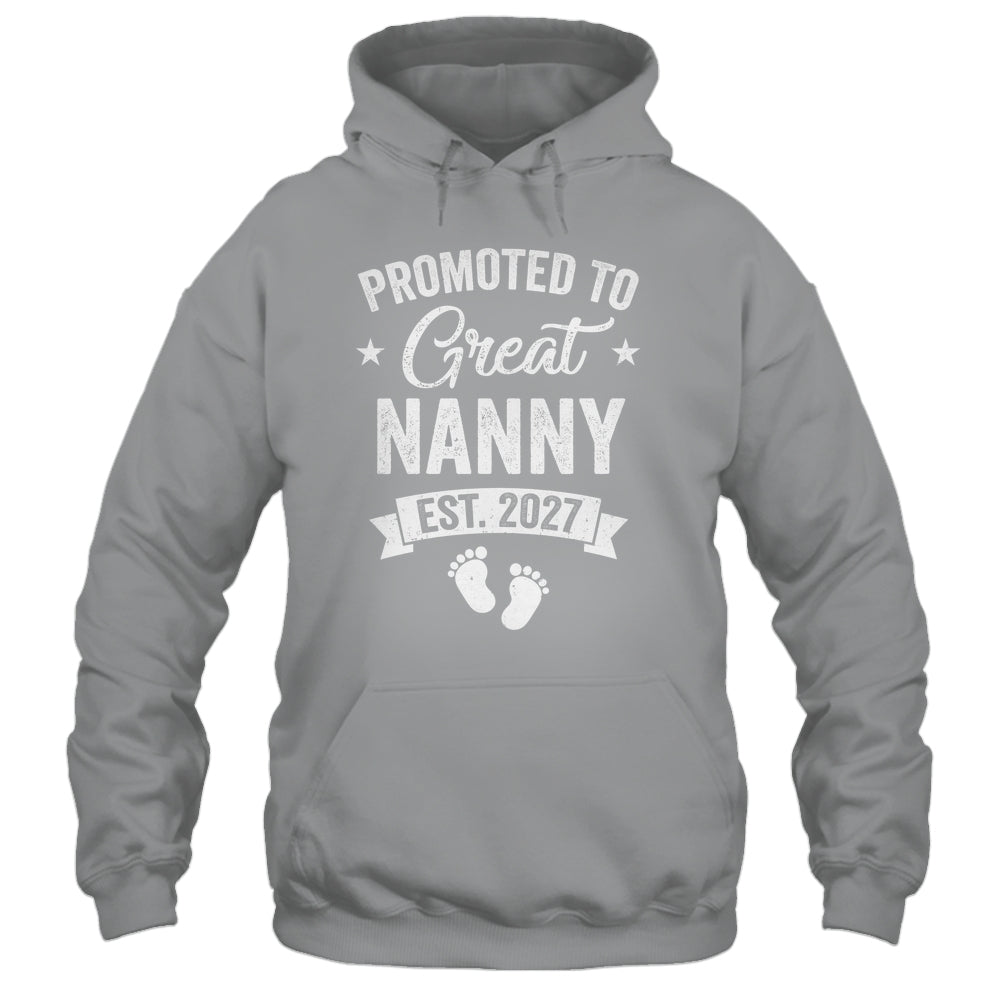 Promoted To Great Nanny Est 2027 Pregnancy Announcement Shirt & Tank Top | teecentury